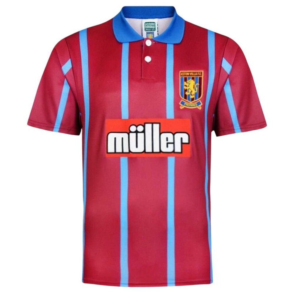 Score Draw Mens 1994 Aston Villa FC Football Shirt / Claret